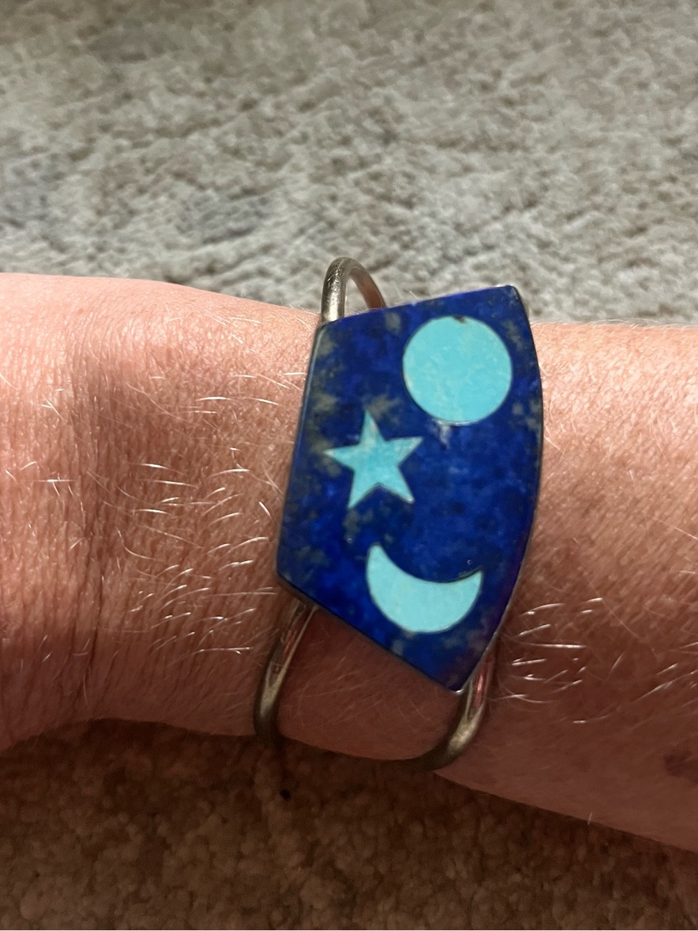 Jay King DTR Sterling Silver Lapis & Turquoise Celestial Inlay Cuff Bracelet